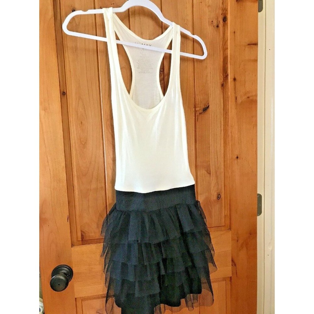 Miley Cyrus Dress Black Cream  w/ Tulle Skirt Size Small Rayon Poly  MAX AZURIA